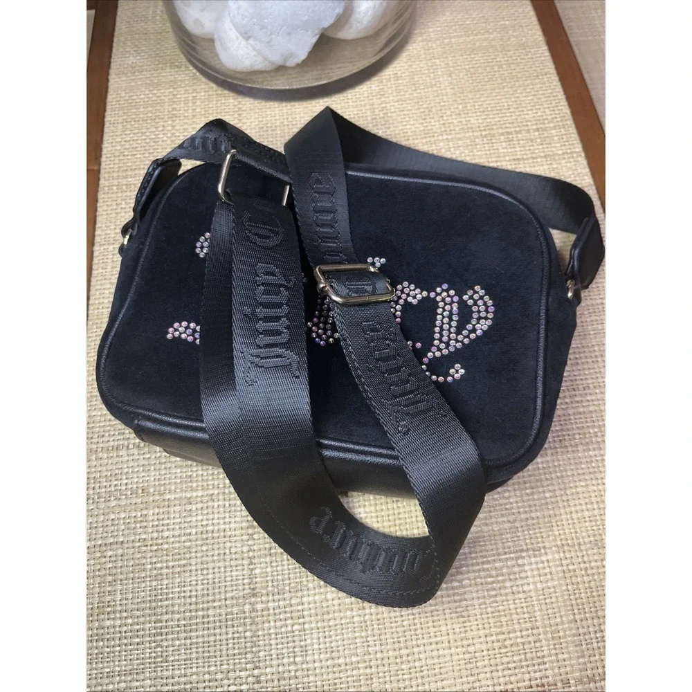Juicy Couture Obsession Crossbody Camera Bag‎ Black Velour NWOT
